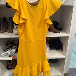 Yellow Ruffle Sleeve Kids Dress